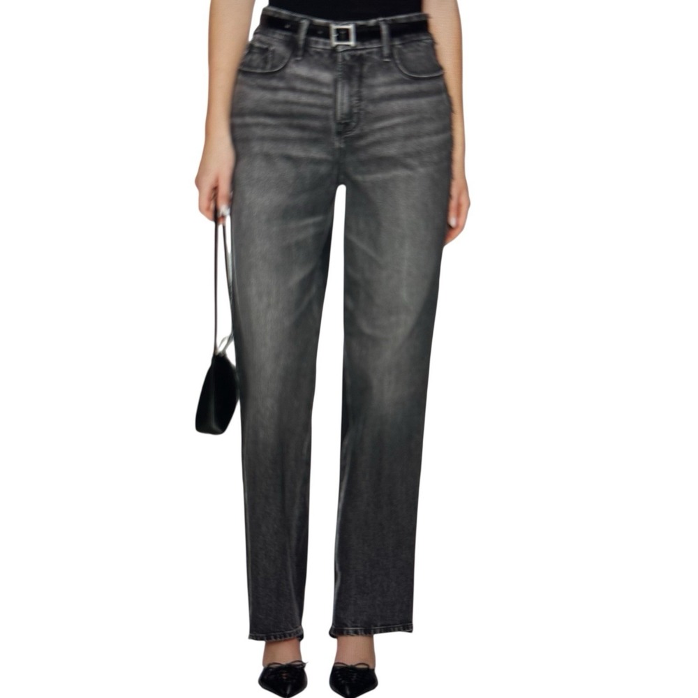 Good American 90s Baggy Jeans Womens‎ 27 Gray Black High Rise Straight NWT